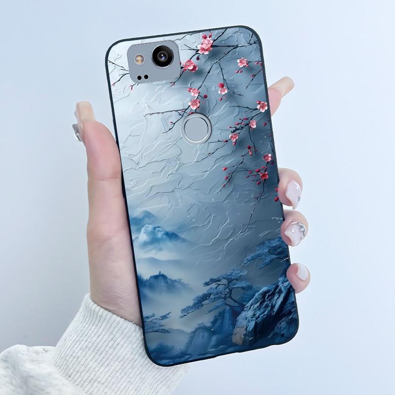 Cute Case For Google Pixel 2 / Pixel 2XL Printing Shell Pixel 1 XL Pixel1 Protective Cover Soft Silicone Cartoon Black Casing