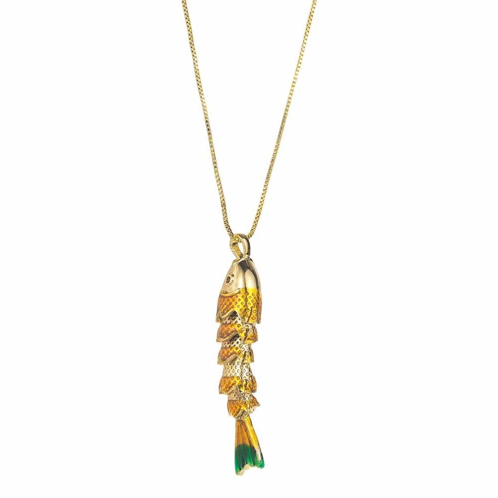 Collier Vitré Mobile Bijoux Dorés Colorés Personnalité Collier Poisson Émail Femme