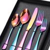 5Pcs Portable Stainless Steel Flatware Reusable Tableware Lightweight Backpacking Cutlery Dinnerware