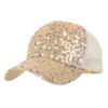 Fashion Ladies Full Sequin Decor Trucker Cap, Shiny Mesh Back Peaked Hat, Adjustable Sun Protection Baseball Hat for Outdoor Vacation
