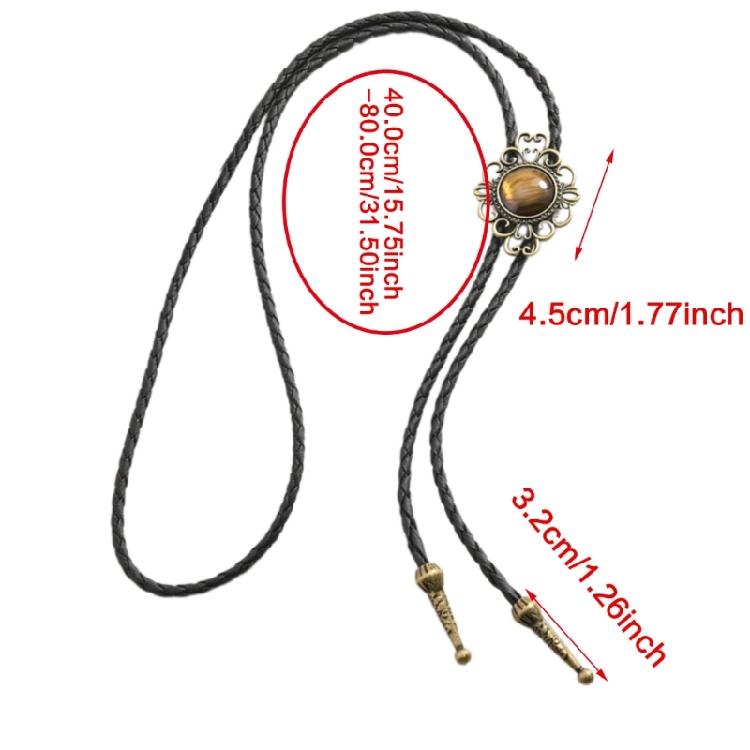 Unisex Southwest Inspired Bolo Tie Necklace Hip Hop Jewelry With Tribal Pendant And Practical PU Leather Metal Chain