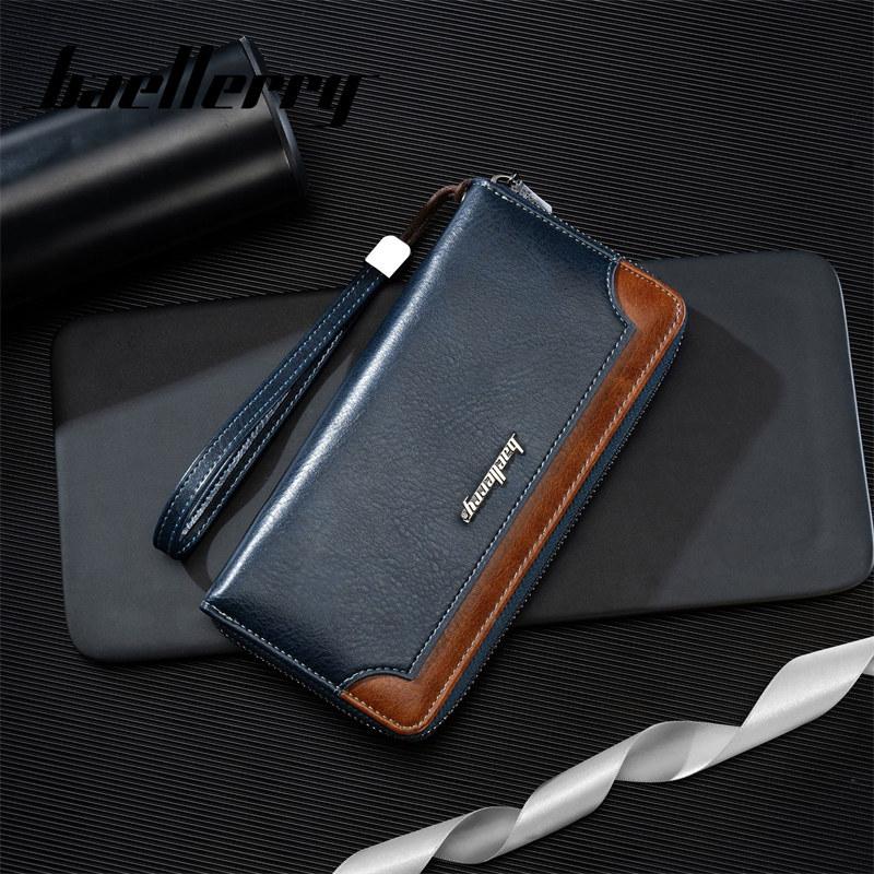 Baellerry Moda Hombre Carteras Largas Diseño Vintage Tarjetero Billetera para Hombre Masculino Cremallera Bolsos de Mano