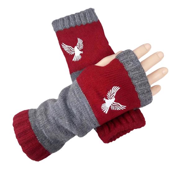 

Knitted Fingerless Gloves Women Warm Gloves with Cute Embroidery Color Contrasting Breathable Knit Gloves for Touchscreen Typing Writing H