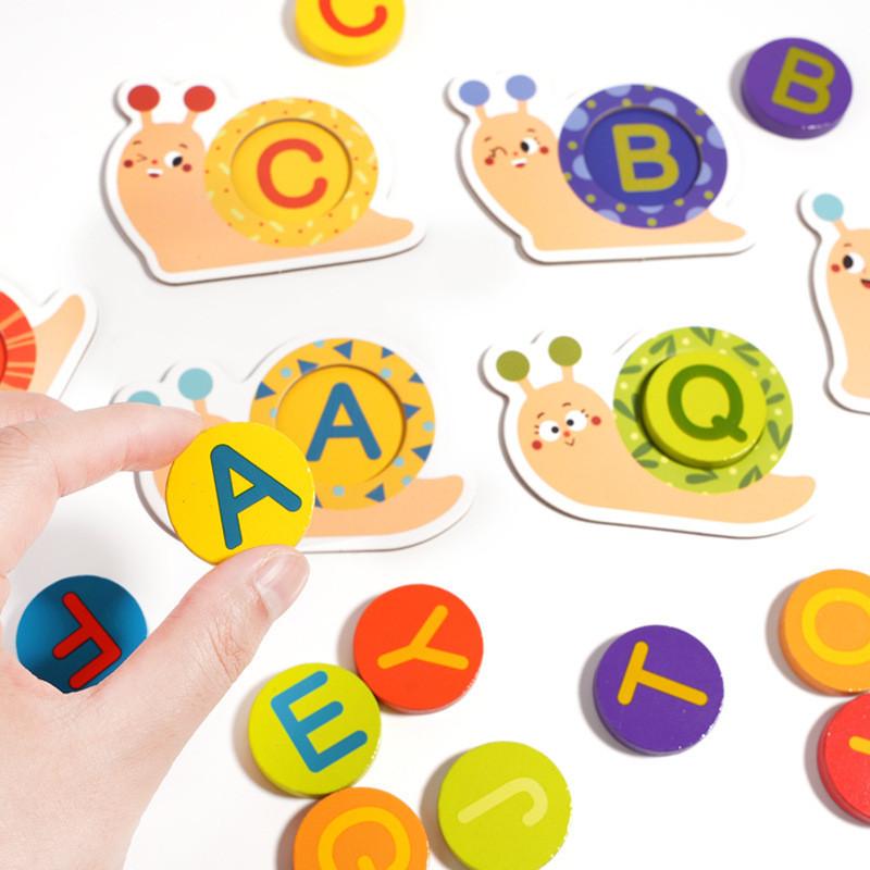 Letter Matching Wooden Puzzle With Interactive Blocks For Kids Learning Develope