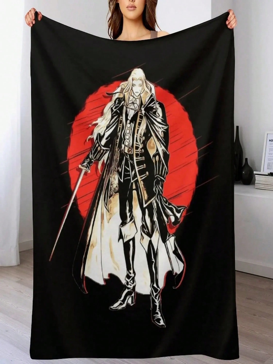 

Alucard - Castlevania Throw Blanket Luxury Sofa Bed For Decorative Sofa Blankets 75X95CM сірий колір