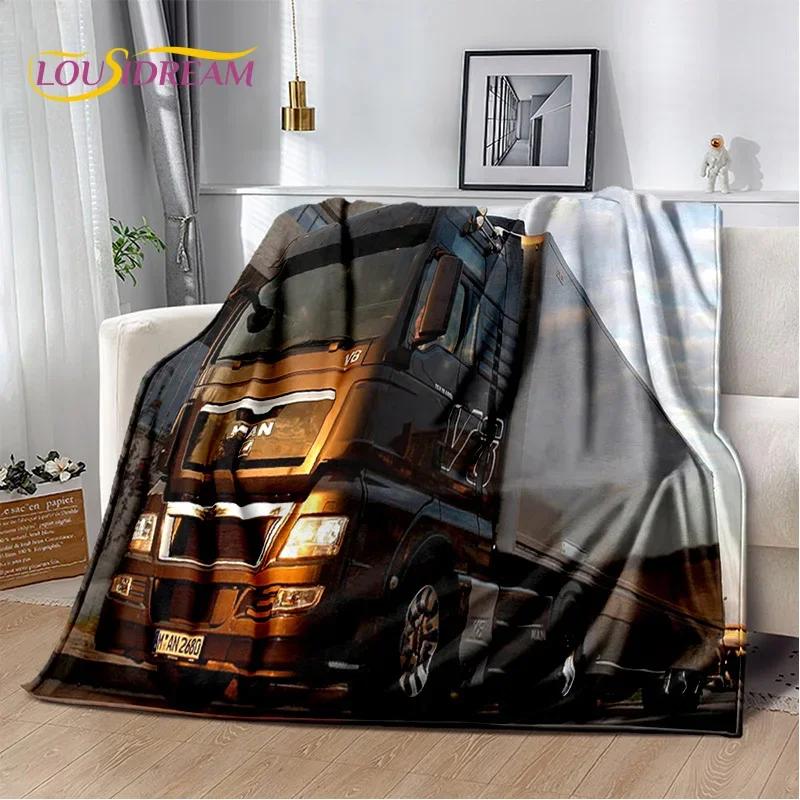 Coperta morbida in flanella 3D con motivo Camion per Letti Camera da letto Divano Picnic, Coperta da lancio per Coprire Tempo libero all'aperto Riposo Regalo