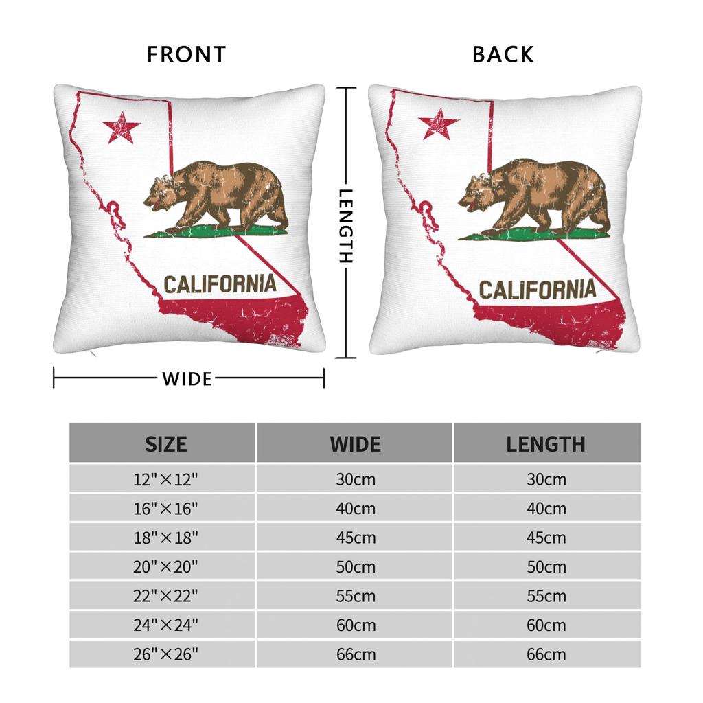 Decorative Pillowcase Republic California Merchandise Seat  Pillow Case Cover Square Style Multiple Sizes