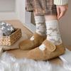 Women's Mid-Calf Fair Isle Pattern Wool Socks - Cute, Warm, and Thickened for Autumn and Winter, with Small Dog Design.