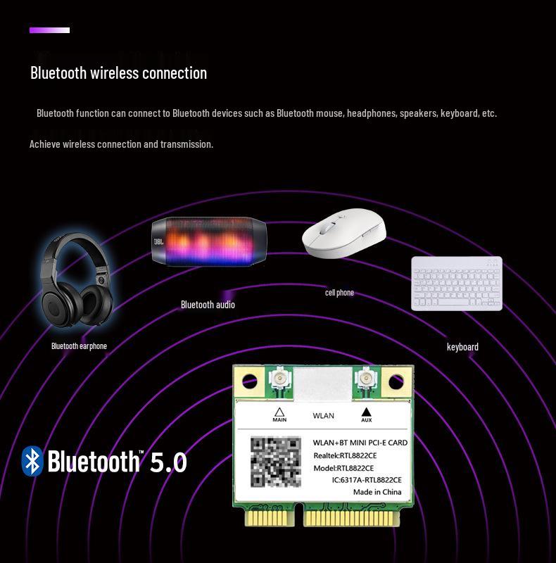 RTL8822CE Dual-Band Mini PCIe Gigabit Laptop Wireless Network Card with Bluetooth 5.0