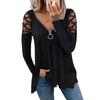 2026 V-Neck Solid Color Hollow Sleeve Drilled Casual Women's Top
