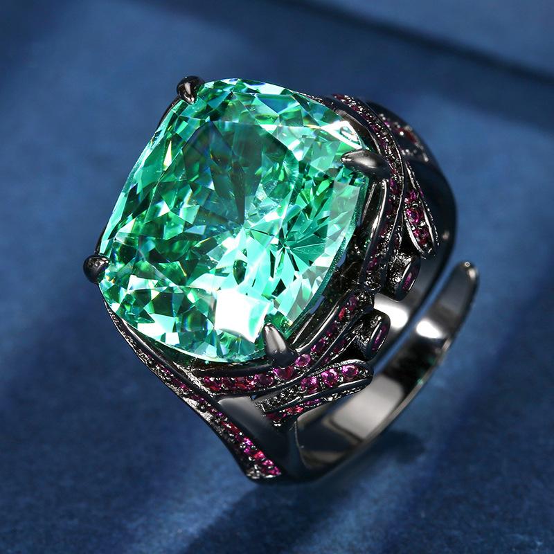 Jewelry Copper Bottom Gold Plated Simulation Bird'S Nest Chepala Green Premium Ring Female 14 * 16