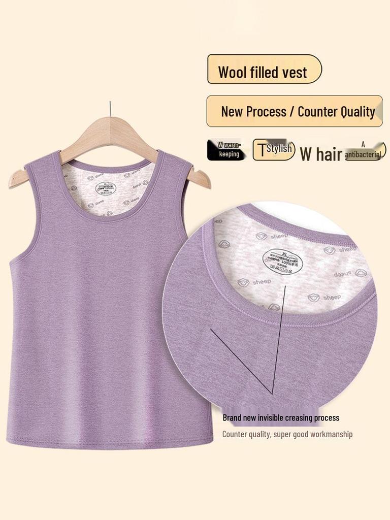 Women's Wool Vest for Autumn/Winter: Plus Velvet, Thickened Gilet, Inner Base Layer, Shawl for Middle-aged/Elderly.