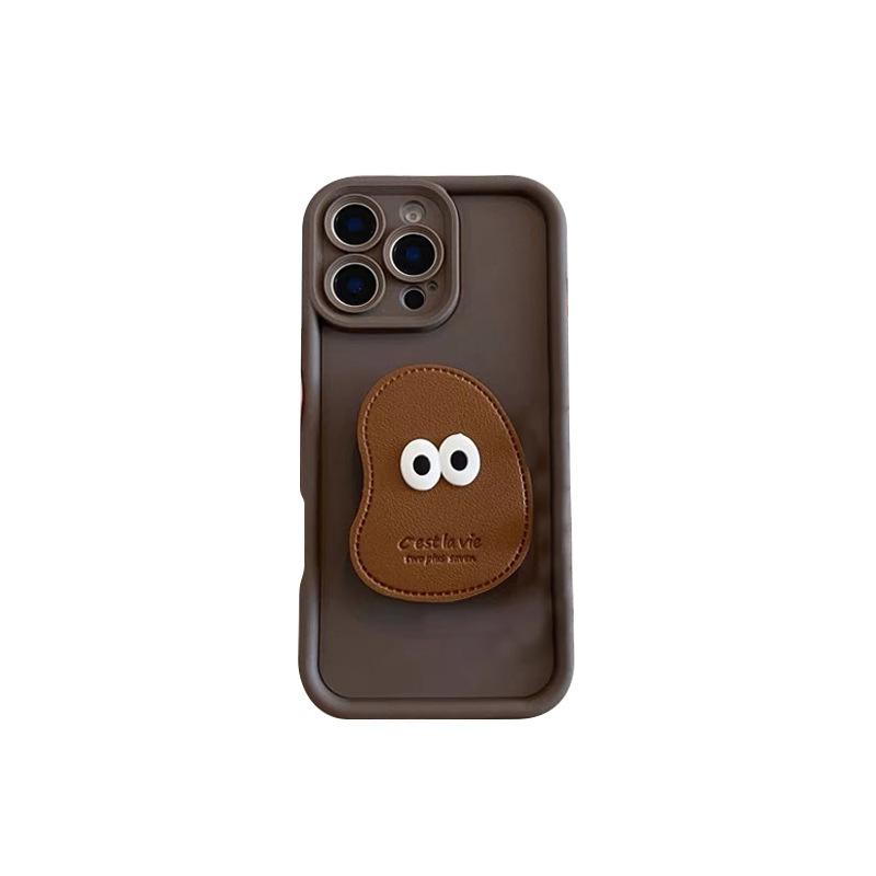 Eye Shaped Leather Airbag Holder Phone Case for IPhone 16 Promax for Apple 15 Crossbody Strap 14