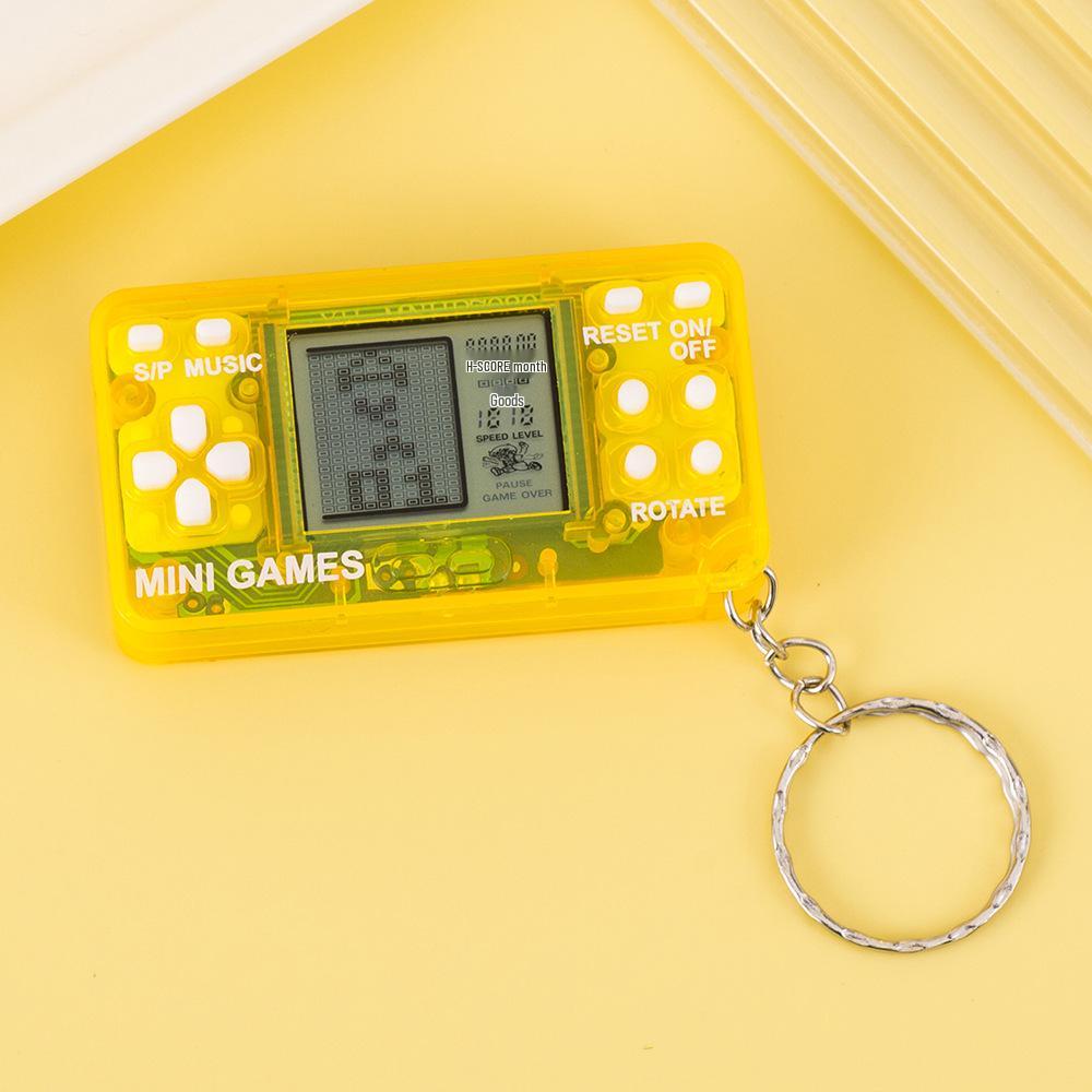 Mini Transparent Tetris Game Keychain - Classic Nostalgic Toy for Students