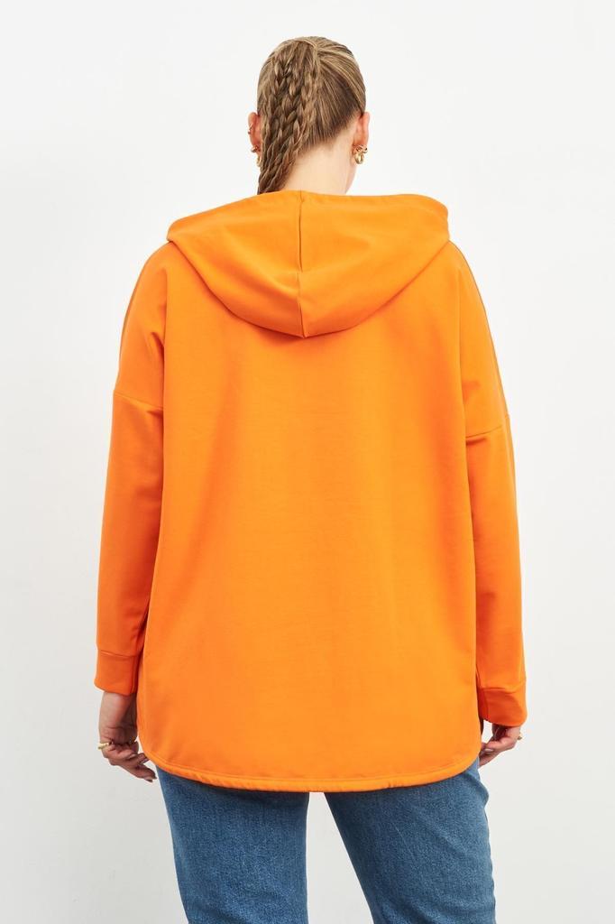 Stil pentru femei Hanorac Mărime Mare Portocaliu cu Glugă