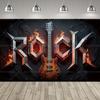 Rock Roll Music Theme Party Decoration Backdrop  Music Event Guitar Microphone Drum Party Decoration Banner Party Supplies210