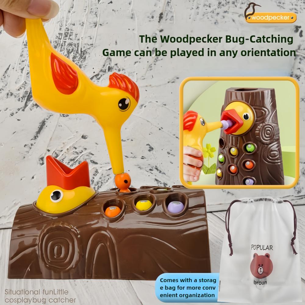 Children's Woodpecker Toy Educational Early Education Insect Catching Game Magnetic Bird Catching Bugs