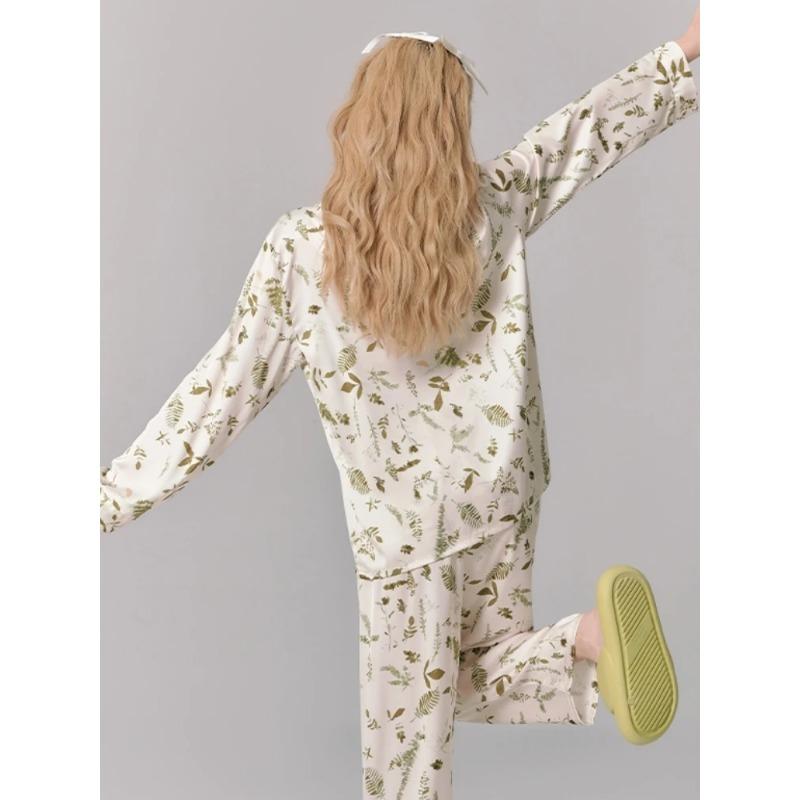 Pyjamas für Damen Herbst Eis Seide Langarm Neue Damen Hauskleidung Frühling und Herbst