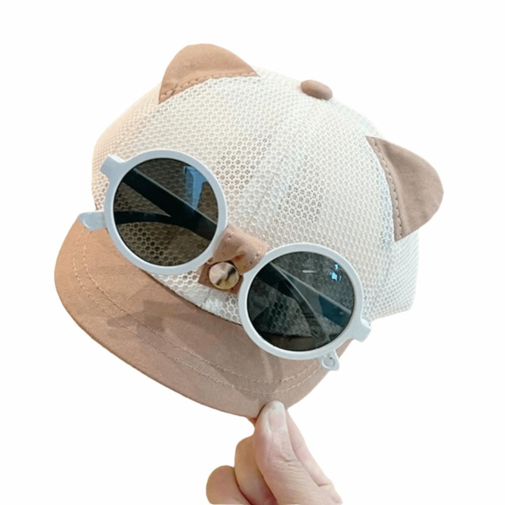 Breathable Children's Hat with Sunglasses Cat Ear Infant Sun Hat Thin Kids Baseball Cap  Running