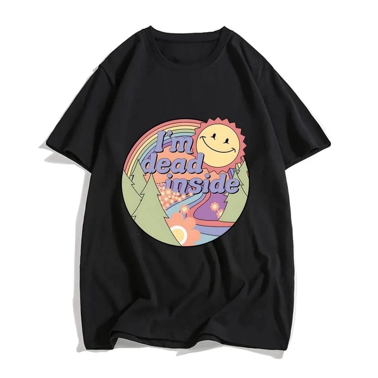

I m Dead Inside Dolphin Shirts Sun Graphic T-shirt Tees Women Casual T Shirt Summer Fashion Short Sleeve Tshirt Graphic T Shirts XXXXXL чорний