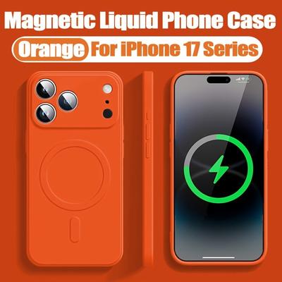 Original Liquid Silicone Phone Case For iPhone 17 16 15 14 13 12 Pro Max Plus For Magsafe Magnetic Cover For iPhone17 16 Pro Max