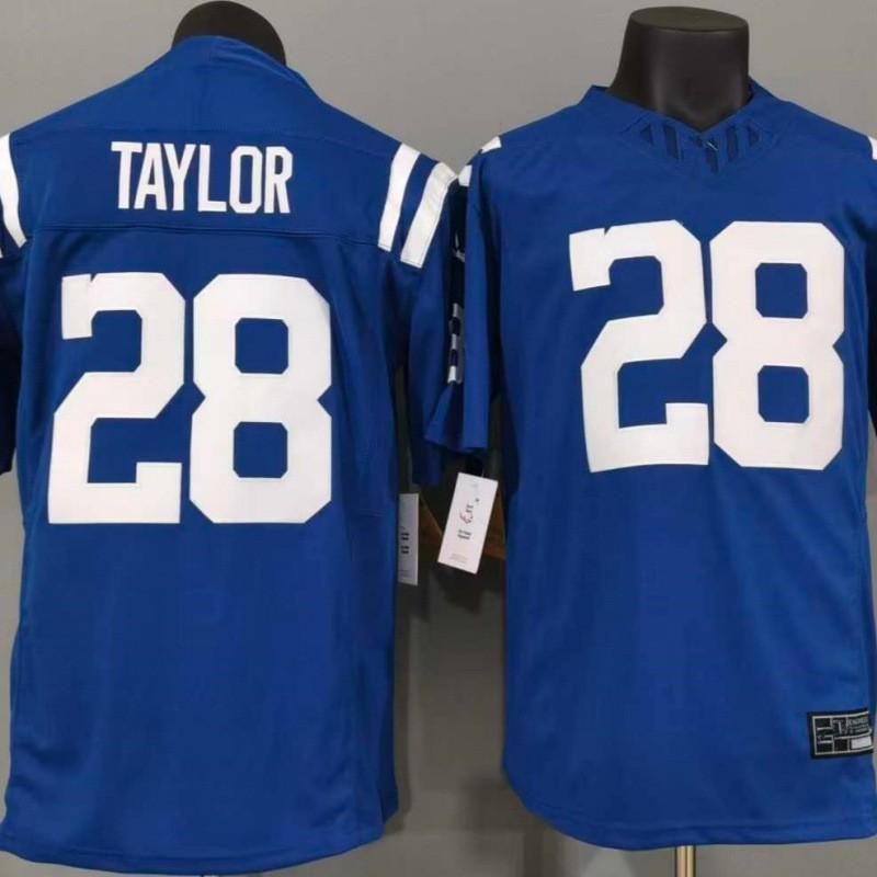 Indianapolis Colts 28 Taylor Football Jersey Mens NFL Team Sportswear Fan Apparel Blue Replica Uniform