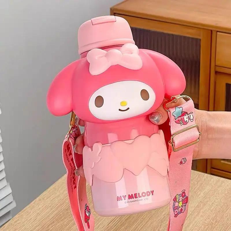 650 мл Kawaii Sanrio Kuromi Kitty Термокружка Поильник Нержавеющая сталь Большая емкость Фестивальный Подарок Чайник Бутылка для воды 650ML