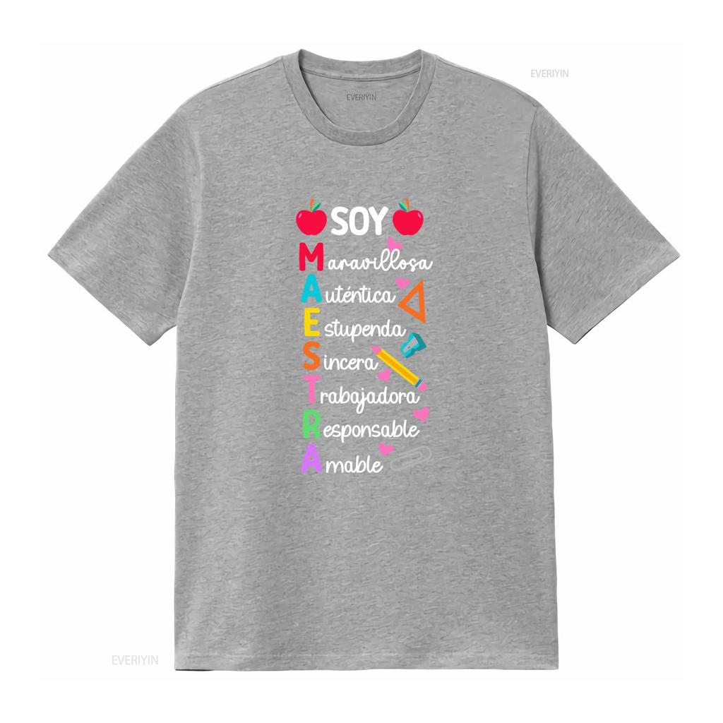 Soy Maestra De Espa ol Spanish Teacher Bilingual T Shirt men and women can wear black white creative gift vintage Washed