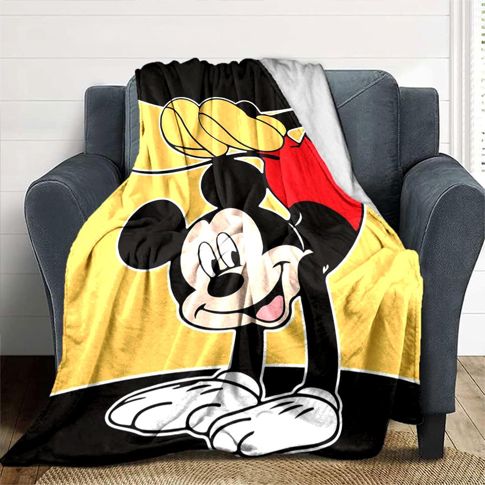 Mickey Mouse Action Flannel Blanket Super Soft Warm Cozy Blanket For Sofa Bed Office Travel Allseason Home Decor Gift
