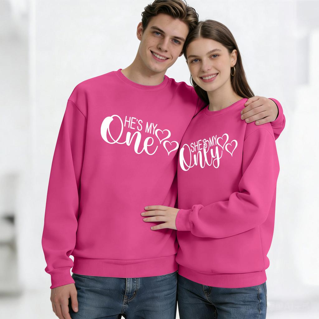 Men's Round Neck Long Sleeve Top, Unisex, Couple Casual Sports Top Set