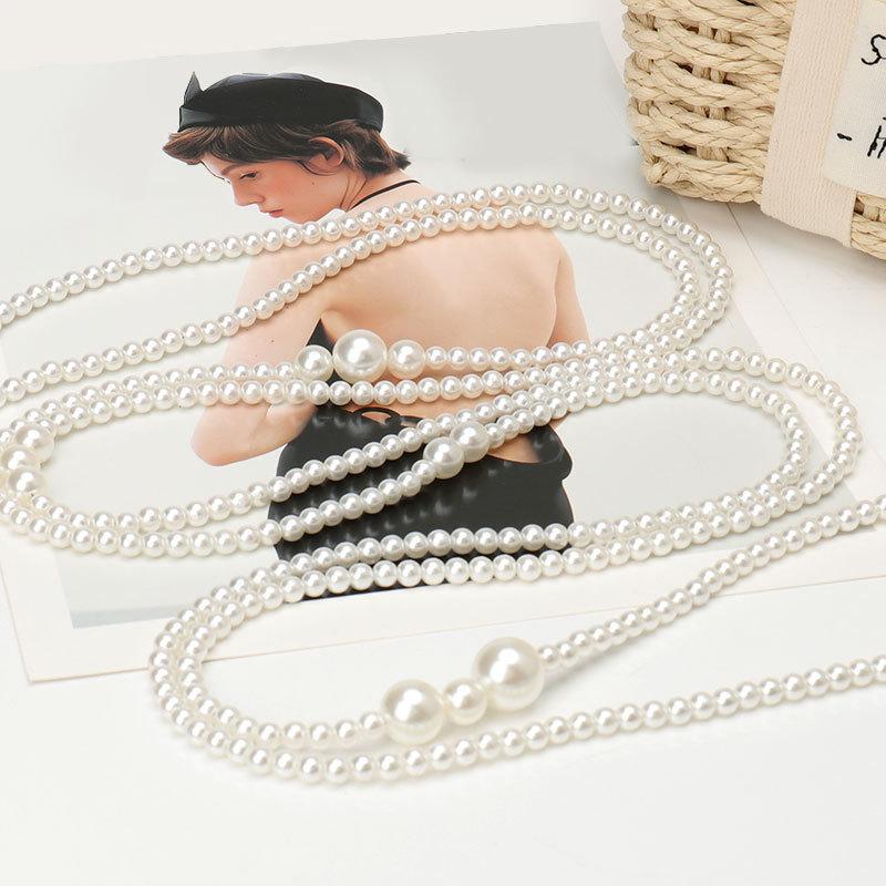 Multilayer Pearl Ladies Waist Chain French Vintage Long Pearl Belt Decorative Dress Decorative Belt