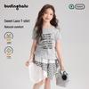 Pudding Halu Girls' Ruffle Trim Letter Print Lyocell T-Shirt