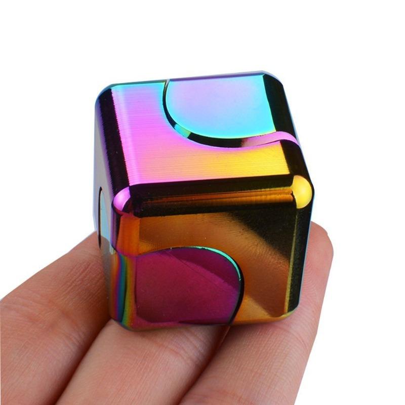 Mini Metal Cube Fidget Spinner Toy EDC Hand Stress Relief Cubes Anti-Stress Desk Toy Focus Finger Gyro Office Gift for Adults