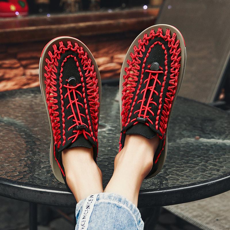 Summer Comfortable Mens Textile Knitting Upper Eva Footbed Dress Beach Water Shoes, Updatest Newest Fashionable  Japanese