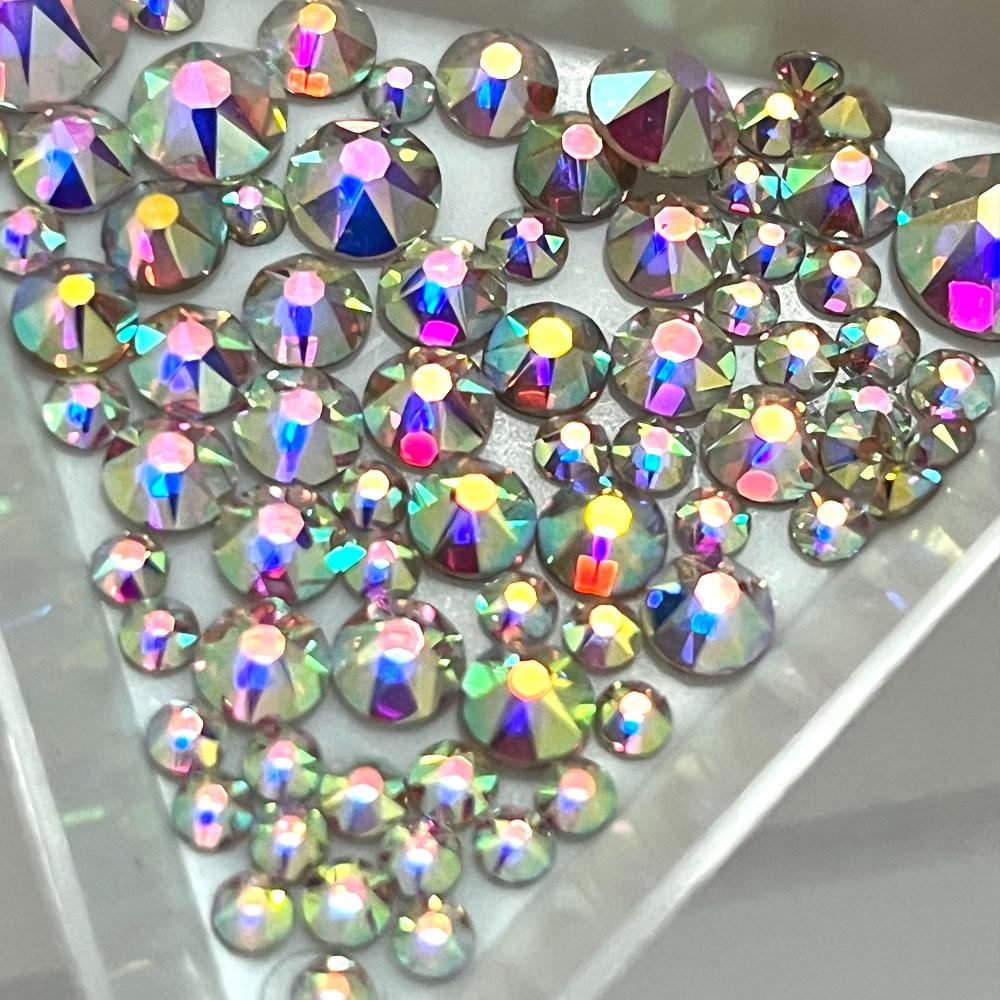 Austrian 2088 Crystal 10 Gross Packing 16 Facets Flat Back Non Hot Fix Crystal AB Rhinestones for Dress and Nail Arts