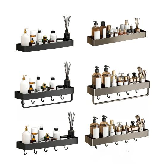Wall-Mounted Bathroom Shelf Rustproof Aluminum Shower Caddy with Drain Holes Heavy Duty Storage Shelf for Kitchen Laundry Room