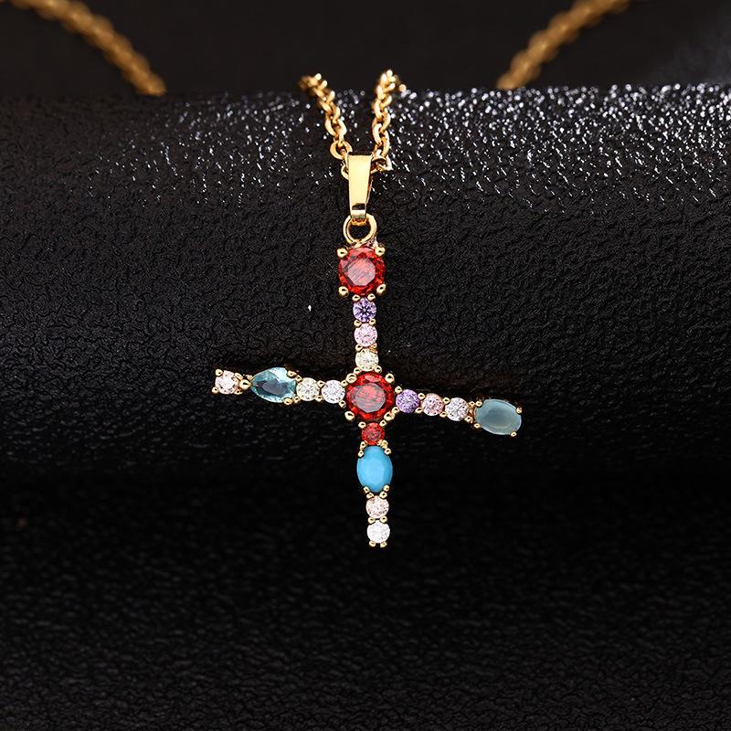 Colier de cupru pentru femei, cu 26 de litere, cu zircon colorat, agat și lanț din oțel inoxidabil