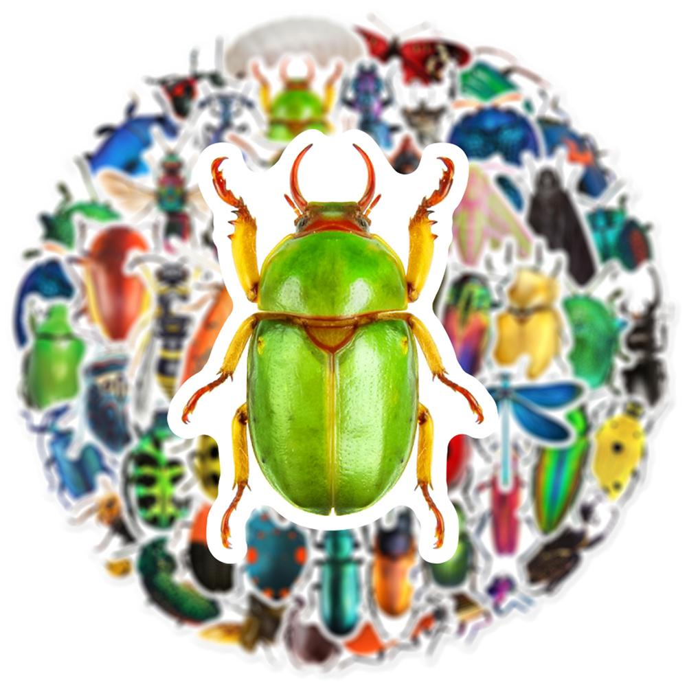 10/30/50pcs Realistic Insect Cartoon Stickers Beetle Decals DIY Stationery Laptop Phone Cases Retro Graffiti Sticker
