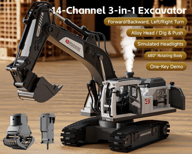 

4DRC New E1 Remote Control Excavator Alloy Three and One Toy Model Car Boy and Children Excavator Automotive Engineering Vehicle