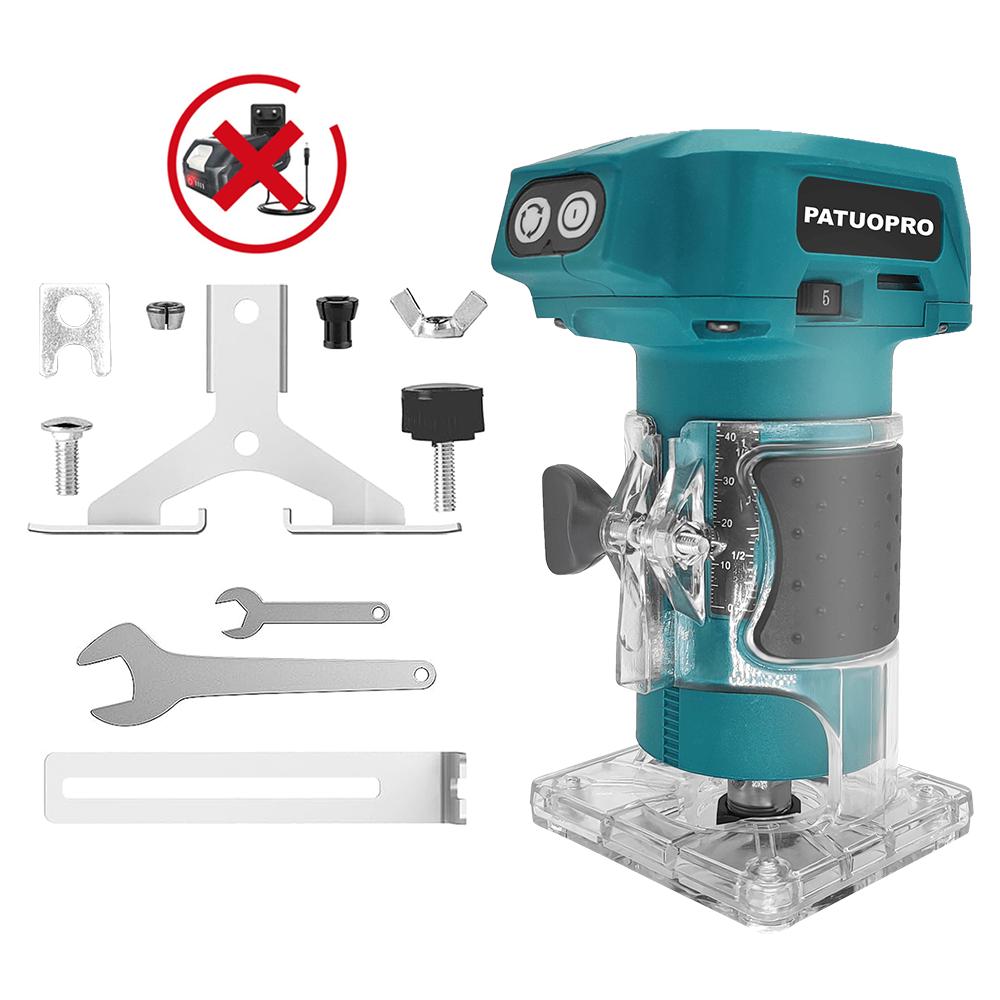 PATUOPRO 5-Speed Brushless Electric Trimmer Cordless Router Slotting Circling Carving Trimming Power Tool For Makita 18V Battery