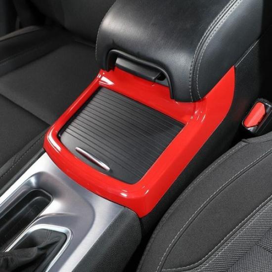 For 2011- Dodge Charger ABS Red Interior Central Cup Holder Frame Trim Cover