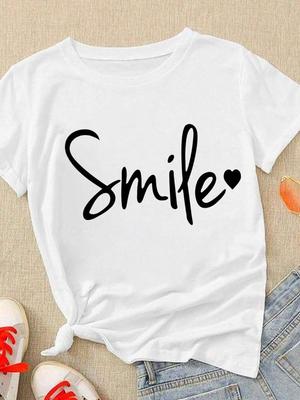 (Asian Size) Women T Shirt Short Sleeve Tee Top Clothing Fashion Print Letter Trend Cute 90s Style Lady Casual Female Graphic T-shirts