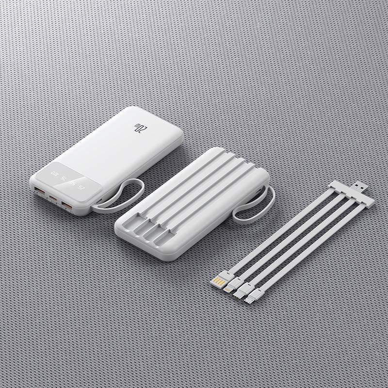 20000mAh Portable Power Bank with Built-in Cable Large Capacity Fast Charging Mobile Power Bank