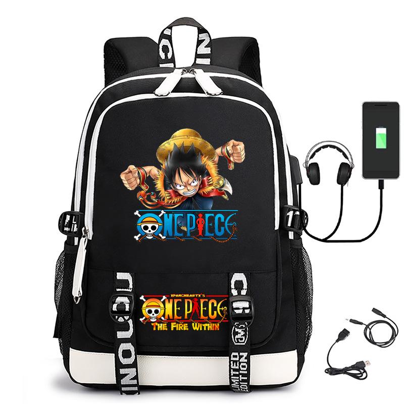 Hot-selling ONE PIECE Luffy backpack usb charging large capacity bag