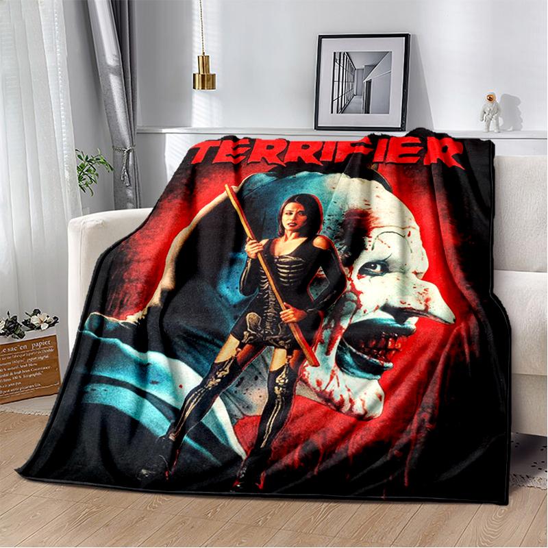 3D Terrifier 3 Horror Clown Movie Cartoon Soft Blankets,Throw Blanket Comfortable Blanket for Picnic Beds Sofa Home Kids Gifts