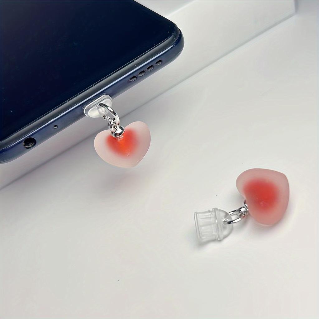 Heart-Shaped Phone Charging Port Dust Plug, Mobile Phone Decorative Pendant, Suitable For IPhone/Type-C Connectors