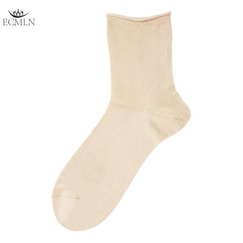 Women's Cotton Spring and Autumn Pure Color Simple Essential Anti Odor College Style Summer Breathable Socks