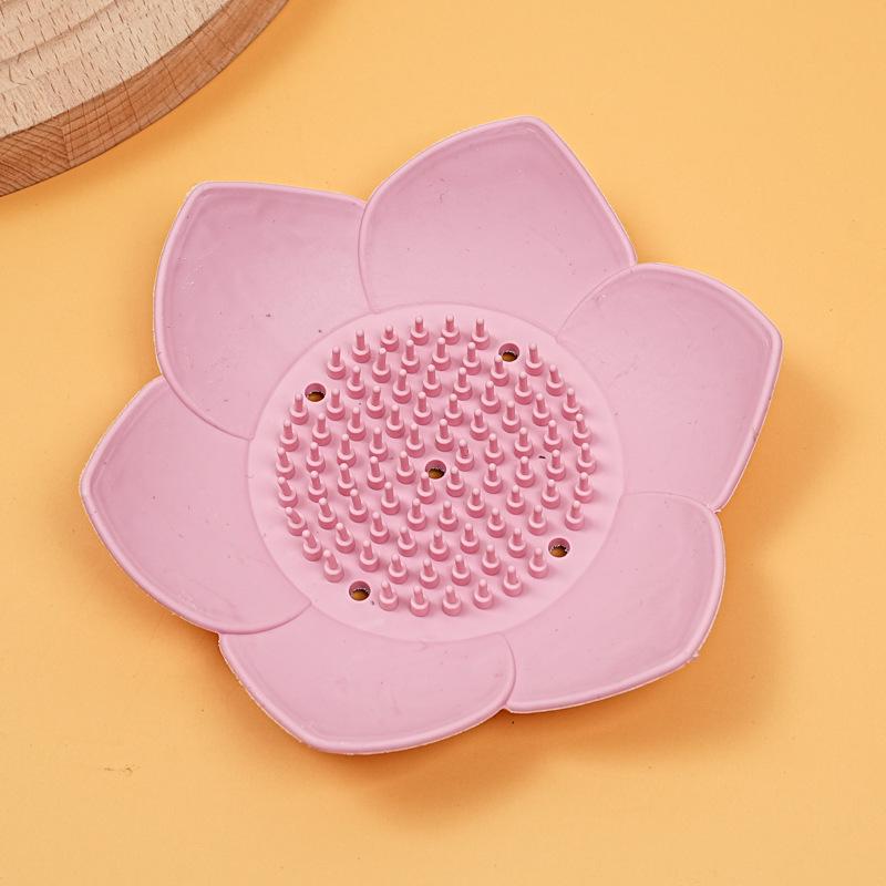 Lotus 3D Silicone Soap Dish Punch-Free Storage Rack for Bathroom