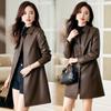 Women's High-End Slimming Lambskin Leather Jacket - Mid-Length Coat for Spring and Autumn