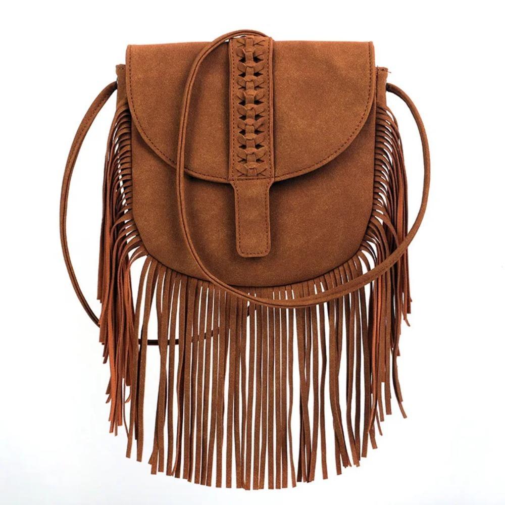 Faux Wildleder Leder Hippie Gypsy Boho Tasche Damen Handtaschen Tasche Vintage Fransen Quaste Bohemian Tasche Frauen Schulter Umhängetaschen